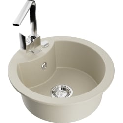 Mexen Diego 1-Becken-Granit-Spüle mit Mischbatterie Rita, Beige - 6512-69-670300-00